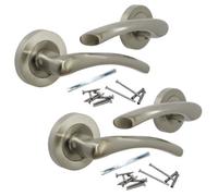 Betley Butterfly Zena Door Handle Modern Design Satin Nickel Lever On Rose Internal Latch Handles - 2 Pairs