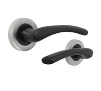 Betley Butterfly Zena Door Handle Modern Matt Black Lever On Satin Chrome Rose Internal Latch Handles