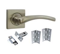 Betley Butterfly Zena Door Handle Satin Nickel Lever On Square Rose Internal Handles 64mm Latch And Hinges