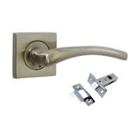 Betley Butterfly Zena Door Handle Satin Nickel Lever On Square Rose Internal Latch Handles 64mm Latch