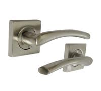 Betley Butterfly Zena Door Handle Satin Nickel Lever On Square Rose Internal Latch Handles Set