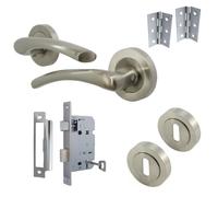 Betley Butterfly Zena Door Handle Set, Aluminium, Satin Nickel, Lever on Rose, for Internal Doors