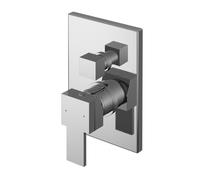 Betley Contemporary Bathroom Square Concealed Manual Shower Valve with Diverter and Lever Handle, 180mm, Chrome - Balterley