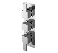 Betley Contemporary Bathroom Triple Concealed Thermostatic Shower Valve With Lever Handles, 230mm, Chrome - Balterley