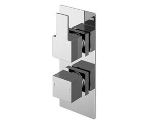 Betley Contemporary Bathroom Twin Concealed Thermostatic Shower Valve with Diverter and Lever Handle, 215mm, Chrome - Balterley