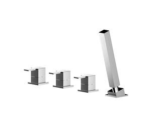 Betley Deck Mount Square 4 Tap Hole Bath Shower Mixer Tap with Kit Chrome