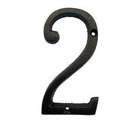 BetLight 5.5 Inch High Cast Iron House Number, Solid Home Address Numbers, Elegant Black Brown Finished, Easy Install With Matching Screws, Number 2