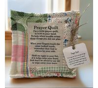 BetLight Pocket Prayer Quilt with Inspirational Message, Handmade Christian Comfort Gift, Mini Quilted Square with Cross Inside