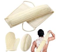 BETLYS Natural Loofah Sponge Exfoliating Body Scrubber Loofa Back Scrubber for Men Women 3 Pack Loofah Sponge Pads and Exfoliating Glove Deep Cleansing and Revitalizing Your Skin