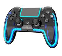 BETMI Wireless Controller for PS5, Pro/Slim/MAC/Steam Deck/PC, Hall Effect Joystick, Dual Vibration/Marco/Turbo, 3.5mm Jack, 6-Axis, Mute Key, LED Gamepad with Speaker (Transparent Black)