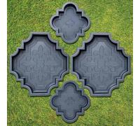 BETONEX 4 pcs Plastic Form Concrete Molds - Lily & Small Lily Design - DIY Garden Stepping Stones - ABS Plastic, Black
