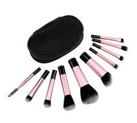 BETOOKY 10 Pcs Mini Makeup Brushes Travel Kit with Small Storage Bag, Black Artificial Fiber Cosmetic Brush Set for Comfortable Application and No Shedding, Handbag Essentials