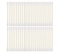 BETOOKY 100 Pcs Dual-ended Cotton Swabs Wooden Handle, Multipurpose Use for Ear Cleaning and Makeup Removal, Portable and Suitable for Care and On-the-go Use