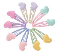 BETOOKY 10pcs Colorful Heart-shaped Snap Hair Clips, Plastic and Resin Material, Create Charming Hairstyle for Daily Wears and Prom