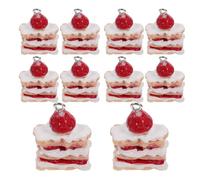BETOOKY 10pcs Kawaii Foods Charms Resin Strawberry Cake Keychains Versatile Pendant Accessories for DIY Craft Projects