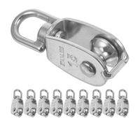 BETOOKY 10pcs Lifting Pulley Block, Single Roller Cable Pulley Stainless Steel for Rope and Cable Systems, Silver, Reduces Lifting Effort for Marine Loading and Logistics