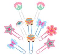 BETOOKY 10pcs Lovely File Clips Rainbow Paperclips Multi-Function Metal and Silicone Small Bookmarks for Office and School Use