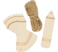 BETOOKY 10pcs Unfinished Wood Bookmarks Pencil Shaped Wooden Bookmarks with Hole Can Be Strung up Creative Delicate Style for DIY