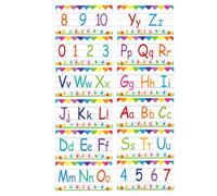 BETOOKY 12pcs Alphabet Number Flashcards for Classroom Wall - Abc Learning Cards with Boho Design, Preschool Kindergarten Educational Posters for ’ Alphabet Line Decoration