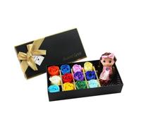 BETOOKY 12pcs Rose Flower Bath Soap Box with Doll and Bear Accessories Scented Soap Petals for Christmas and Mother's Day for Special Occasions