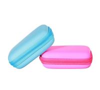 BETOOKY 2 Pcs Eva Headphone Storage Case with Inner Mesh Pockets, Sturdy Pu Material, Compact Data Cable Organizer Bag for Travel and Outdoor Use Random Color