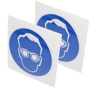 BETOOKY 2 Pcs Wear Protective Goggles Safety Signs Adhesive Stickers for Industry and Factory Use, Blue Colour, Simple to Read, Multipurpose Safety Labels for Effective Protection