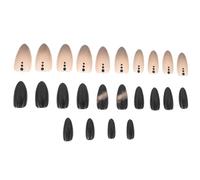 BETOOKY 24pcs Removable Self-adhesive Black Gothic Style Long Pointed Fake Nail Tips Abs Material with Jelly Glue Accessories Trendy Press on Nails for Women