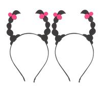 BETOOKY 2pcs Adjustable Fake Braided Hair Headbands and Adults, Black Non-woven Fabric and Plastic Material, Versatile Accessory for Dress-up and Costume Events with Cute Cartoon