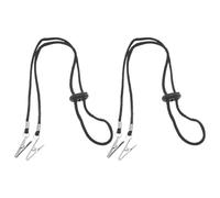 BETOOKY 2pcs Bib Clips with Adjustable Neck Strap, Practical Multifunctional Polyester and Electroplate Napkin Holders to Prevent Food Stains and Hang Paper Towels on Chest