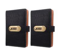 BETOOKY 2pcs Budget Binder Cash Envelope with Password Lock, 100 Slots Large Capacity Organizer in Black Faux Leather and Pp, Portable Money Saving Book for Family Savings and On-the-go