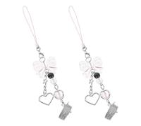BETOOKY 2pcs Cell Phone Lanyard Phone Lanyard Wrist Strap Cute Sturdy with Bow Accessory Made of Pp Aluminum Alloy and Polyester Stylish Pink Design