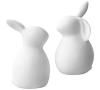 BETOOKY 2pcs Ceramic Bunny Rabbit Figurines White Desktop Decor for Living Room Indoor Decorative Ceramic Rabbit Ornaments Unique Simple Style Gifts for Friends and Lovers