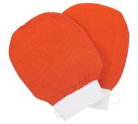 BETOOKY 2pcs Exfoliating Bath Gloves for Skin and Arms, Portable Rayon Scrubbing Gloves Easy Carry and Storage, for Shower and Spa Use, Orange Colour