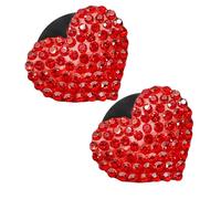 BETOOKY 2pcs Heart-shaped Car Air Vent Clips Red Glass Aroma Diffuser for Car Interior Decor with Convenient Easy Installation Unique Romantic Luxury Style for Air Fresheners