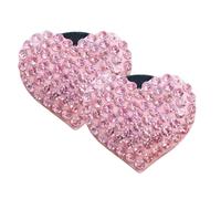 BETOOKY 2pcs Heart-shaped Car Diffuser Outlet Clips with Aromatherapy Function, Pink Glass Material, Convenient and Elegant Car Aroma Decoration for Interior Vent Clip