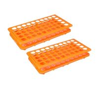 BETOOKY 2pcs Lab Tube Organizer with 50-holes, Rectangular Plastic Centrifuge Test Tube Rack in Orange for Efficient Sample Management and Optimized Drainage on Standard Laboratory Benches