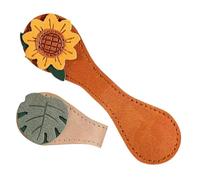 BETOOKY 2pcs Magnetic Bookmarks Floral Sunflower Leaf Planner Notebook Bookmark Magnetic with Strong Adsorption Lightweight Pu Leather for Reading and Spring Classroom Use
