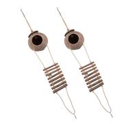 BETOOKY 2pcs Natural Coconut Shell Reptile Hideout with Built Ladder Hanging Bird Nest House for Parrots Chameleons Lizards Snakes Climbing Habitat Cage Accessory