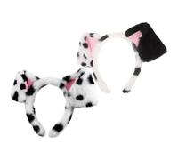BETOOKY 2pcs Plush Dalmatian Dog Ears Headband with Secure Fit and Soft Comfort for New Year and Birthday Celebrations, Realistic Animal Ears Hairband for Halloween Cosplay Party