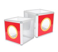 BETOOKY 2pcs Raffle Boxes with Aluminum Alloy Frame and Large round Opening, Multi-functional Ticket Collection Boxes for Ballot Or Ticket Collection at Parties and Fundraising Events
