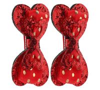 BETOOKY 2pcs Red Hair Bow Clips for Women, Sparkly Sequin Fabric Bow with Heart Shape, Quick and Effortless Styling Hair Accessories for Valentine's Day and Birthdays