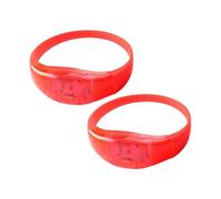 BETOOKY 2PCS Red Silicone PVC Glow Bracelet with Voice Control and Flashing Function, Adjustable Wristband for Parties and Concerts for Adults