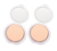 BETOOKY 2pcs round Makeup Foundation Box with Mirror and Magnetic Opening Design, Plastic Compact Cushion Case with Powder Puff for Daily Use and Store in The Makeup Bag