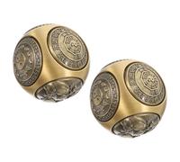 BETOOKY 2pcs Six-Sided Relief Brass Chinese Baoding Balls Hand Therapy Exercise Spheres for Hand Strength Finger Coordination and Home Decor with Fortune Symbolism