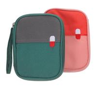 BETOOKY 2pcs Small Portable Medicine Storage Bags Pill Organizer Travel First Aid Pouch Mini Pill Case with Pink and Green for Travel Nursing and Daily Medication