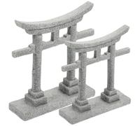 BETOOKY 2pcs Stone Aquarium Torii Gate Ornaments for Fish Tank Decoration, Creative Garden Landscape Sculpture with Comfortable Touch, for Japanese Zen Garden and Micro Landscape Decor