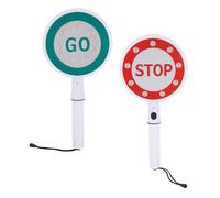 BETOOKY 2pcs Stop Signs: LED Traffic Stop Signs Plastic Handheld Light Paddles - Double Sided Traffic Paddles for Parking Garage Pedestrian Road Safety