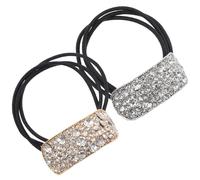BETOOKY 2pcs Women Ponytail Holder Ponytail Cuff 2.55x1.97x0.63 in Rhinestone Abs Elastic Rope Not Easy to Scratch Hair Suitable for Different Hair Types Stylish Elegant Punk Style
