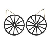 BETOOKY 2pcs Wooden Wagon Wheel Wall Art Rustic Vintage Wood Wall Hanging Decor for Bars and Setting, Visually Appealing Farmhouse Style Accent