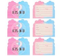 BETOOKY 32pcs Gender Reveal Invitation Cards Shower Supply with Assorted Color Paper, Delicate Elements Design, Blank Interior, Tear-resistant for Shower Party Celebration